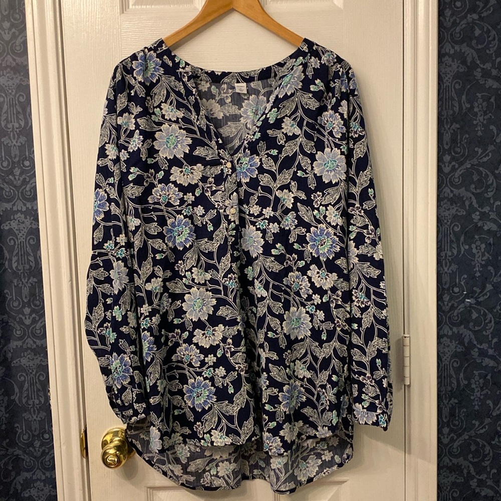Old Navy Blue Floral Tunic Top
